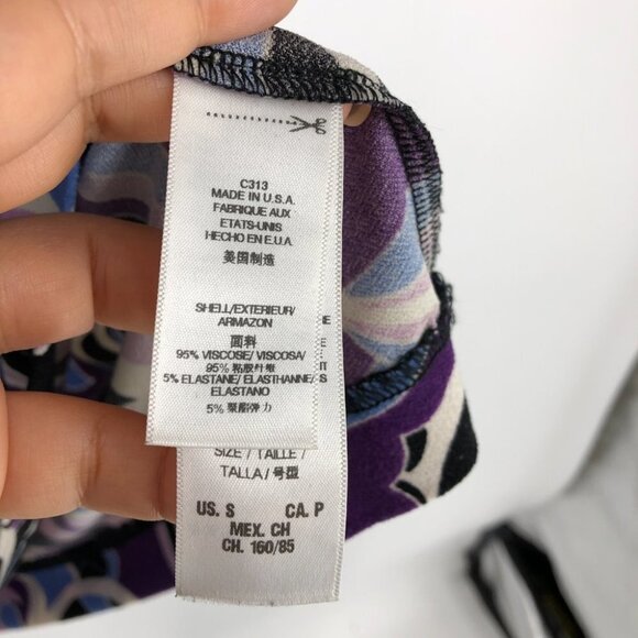 Juicy Couture Purple Black Abstract Long sleeve Viscose Mini  Dress size S - Picture 7 of 16